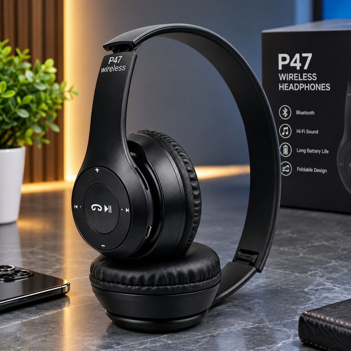 P47 Wireless Headphones – Bluetooth Headset | Premium Sound & Deep Bass