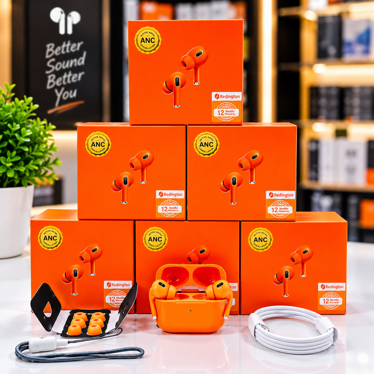 AirPods Pro 2 Orange Colour Style ANC Wireless Earbuds – Premium Sound & Charging Case