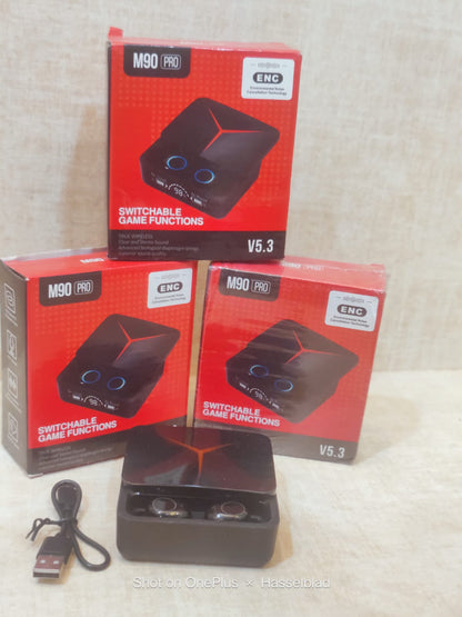 M90 Pro True Wireless Gaming Earbuds with Dual LED Display & ENC