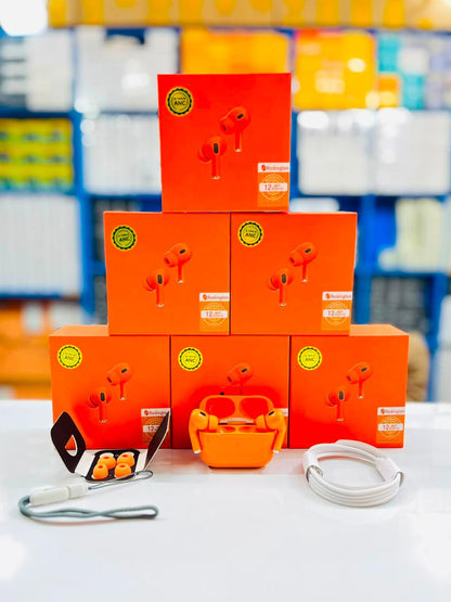 AirPods Pro 2 Orange Colour Style ANC Wireless Earbuds – Premium Sound & Charging Case