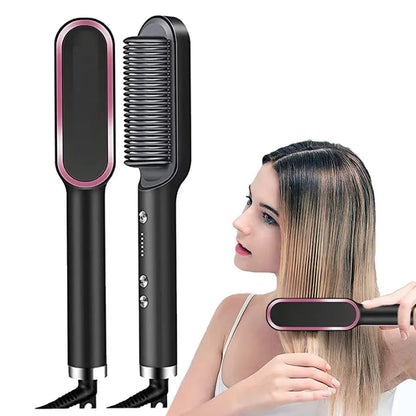 2-in-1 Ionic Hair Straightener Brush