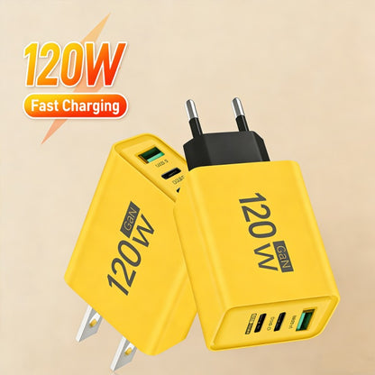 120W Fast Charger | USB-C PD QC3.0 | 4-port Adapter (2 Type-C+2 USB)