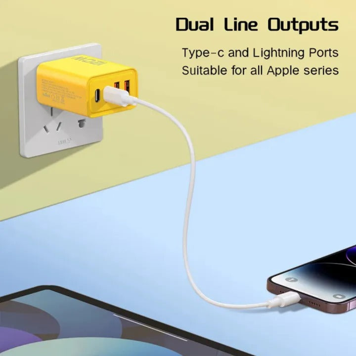 120W Fast Charger | USB-C PD QC3.0 | 4-port Adapter (2 Type-C+2 USB)